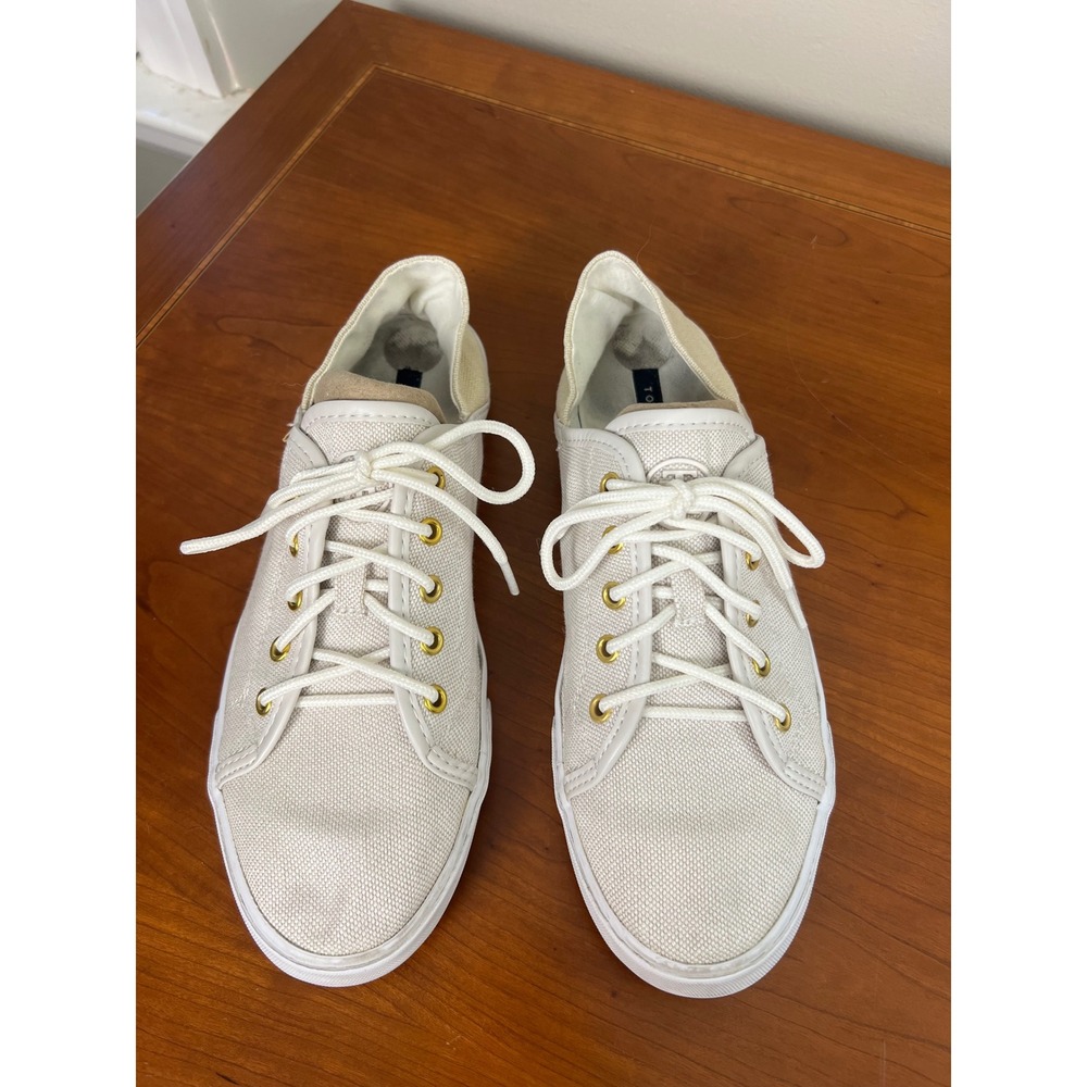 Tommy Hilfiger Womens Cream Textile Collapsible Heel Sneakers TWFLIP4-T 8.5M